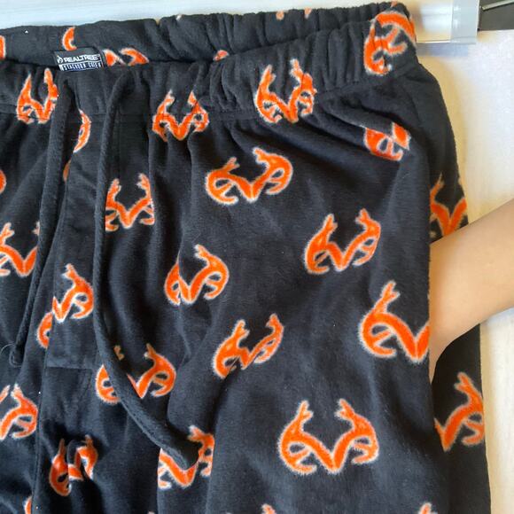 Realtree Women Fleece Pants size XL Black & Orange Casual Stretchy Elastic Waist - Picture 8 of 10